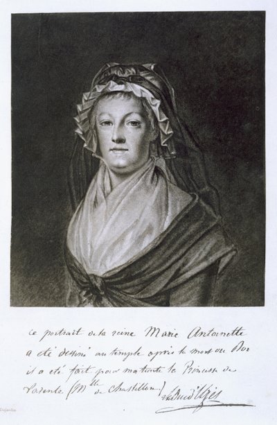 Portrait of Marie Antoinette in the Temple Prison, engraved by Dujardin, from 